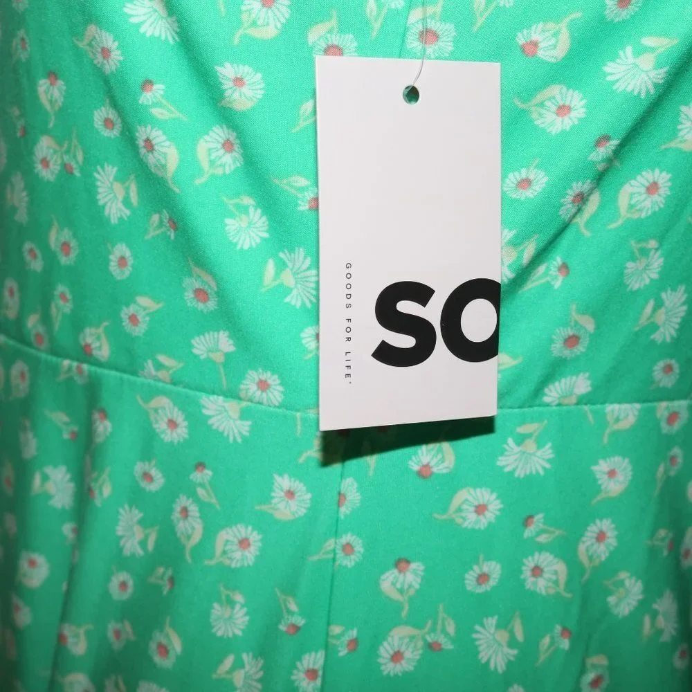 Sonoma SO cute green floral sundress size large NWT around knee length - Picture 6 of 8